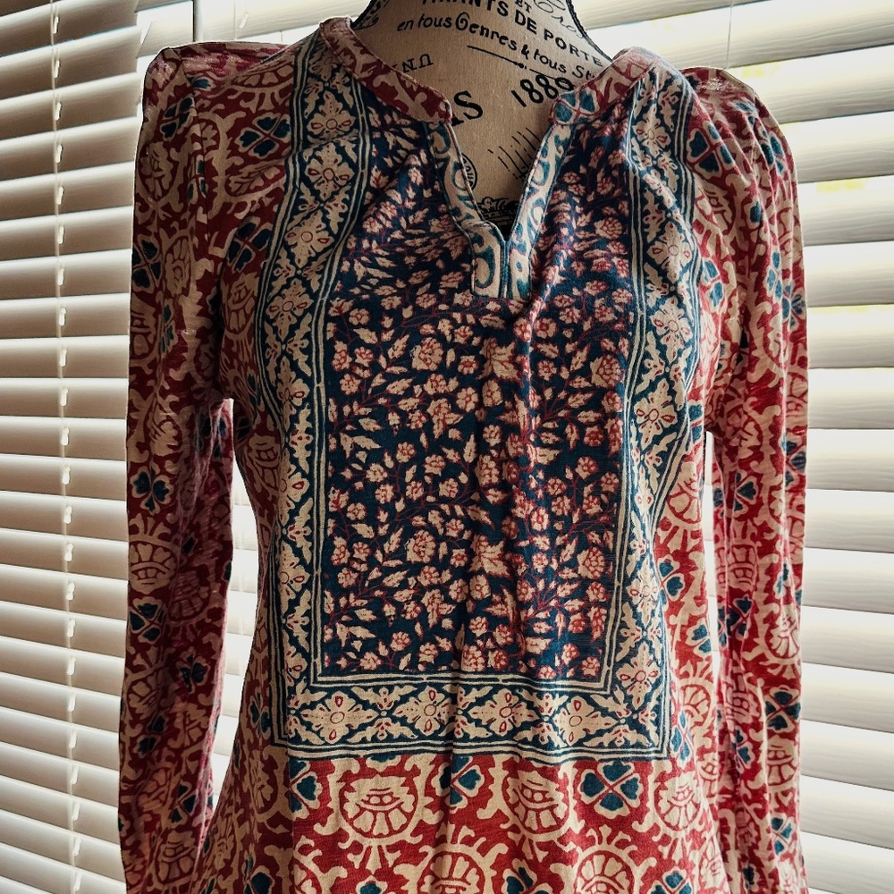Lucky Brand Size Medium Long Sleeve Printed Tunic